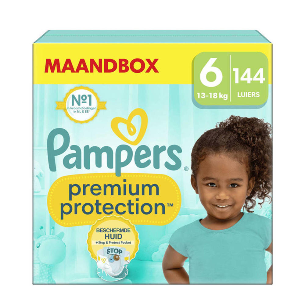 Pampers Premium Protection Maat 6 (13kg+) - 144 luiers maandbox