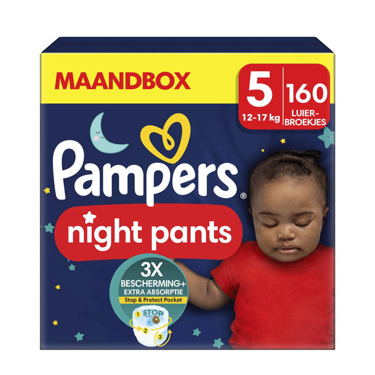 Pampers Baby-Dry Night Maat 5 160 luierbroekjes maandbox | kleertjes.com
