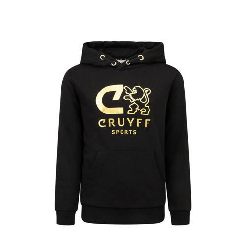 Cruyff hoodie Do zwart/goud Sweater Jongens/Meisjes Katoen Capuchon Printopdruk