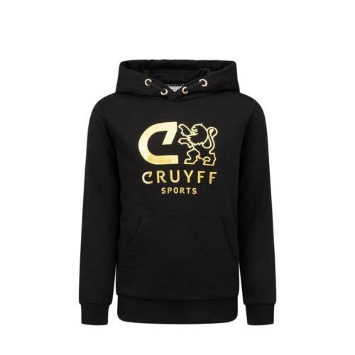 Cruyff hoodie Do zwart/goud Sweater Jongens/Meisjes Katoen Capuchon Printopdruk