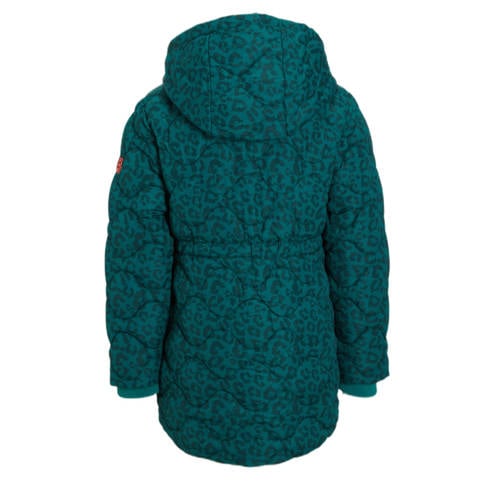 Orange Stars winterjas Natanja met panterprint groen Meisjes Polyester Capuchon 92