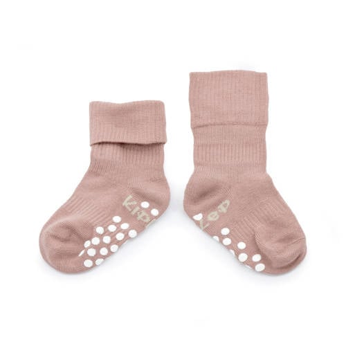 KipKep anti-slip blijf-sokjes 12-18 mnd mauve Sokken Roze Jongens/Meisjes Katoen afbeelding