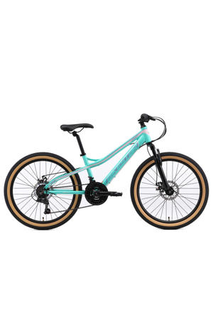 hardtail MTB kinderfiets 24 inch turquoise /wit, 21 speed