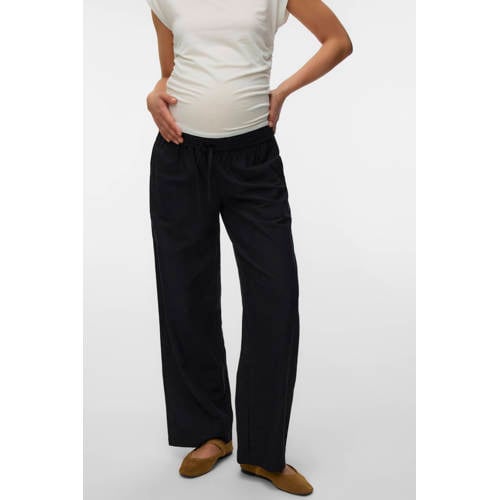 MAMALICIOUS zwangerschaps wide leg broek MLPETRA zwart Dames Viscose Effen - maat XL afbeelding