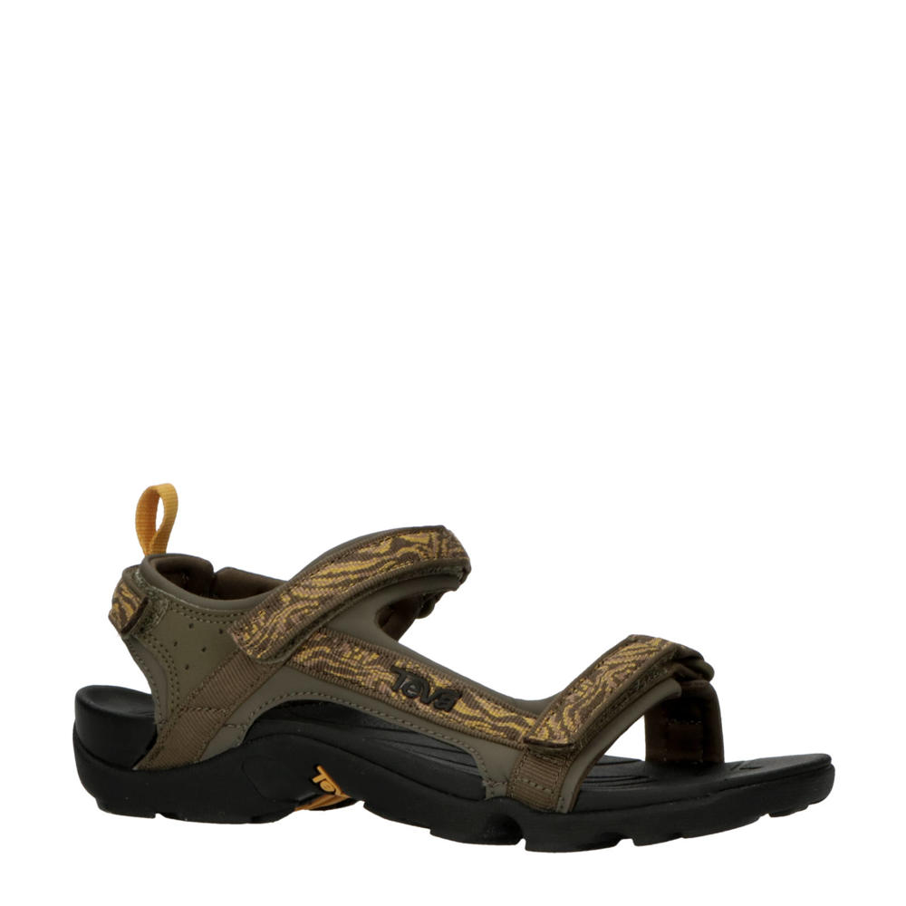 Kaki en beige jongens Teva Tiener sandalen van synthetisch materiaal met profielzool, klittenband en logo