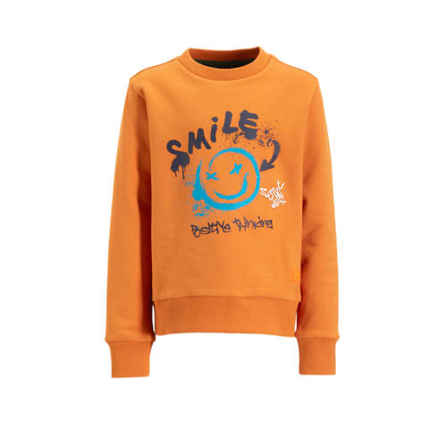 Orange Stars sweater Nol met printopdruk oranje Jongens Katoen Ronde hals