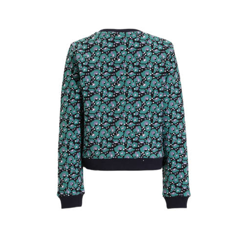 Orange Stars sweater Nelleke met all over print groen blauw Trui Meisjes Katoen Ronde hals 92