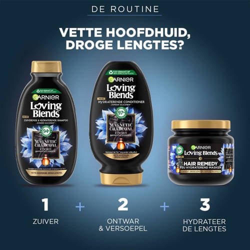 Garnier Loving Blends Magnetic Charcoal shampoo 300 ml 6 stuks voordeelverpakking