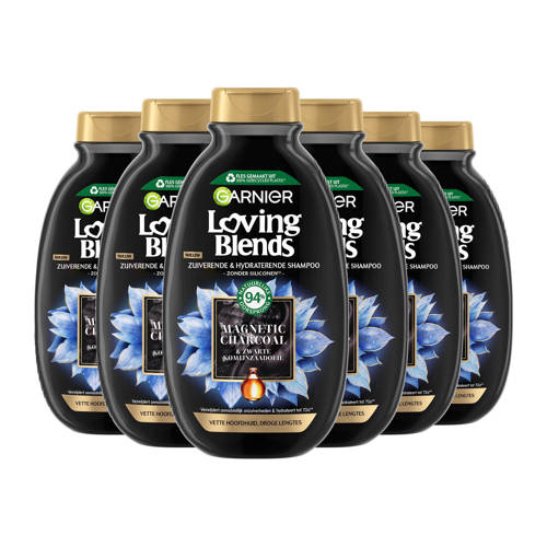 Garnier Loving Blends Magnetic Charcoal shampoo - 300 ml - 6 stuks - voordeelverpakking