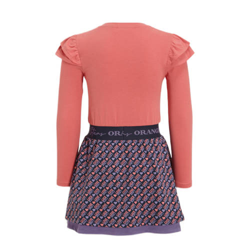 Orange Stars jurk Nanja met printopdruk roze Meisjes Katoen Ronde hals 92