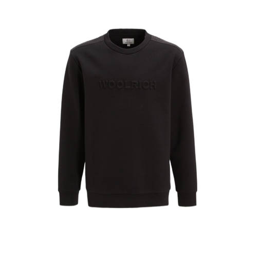 Woolrich sweater TECH Fleece met logo zwart Logo