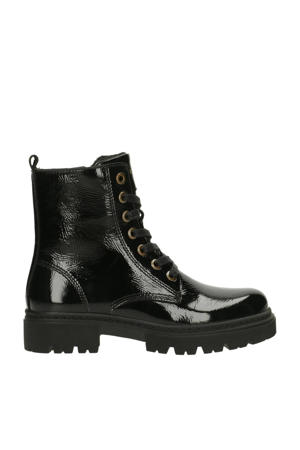   lakleren veterboots zwart
