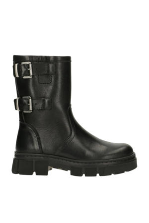   leren bikerboots zwart