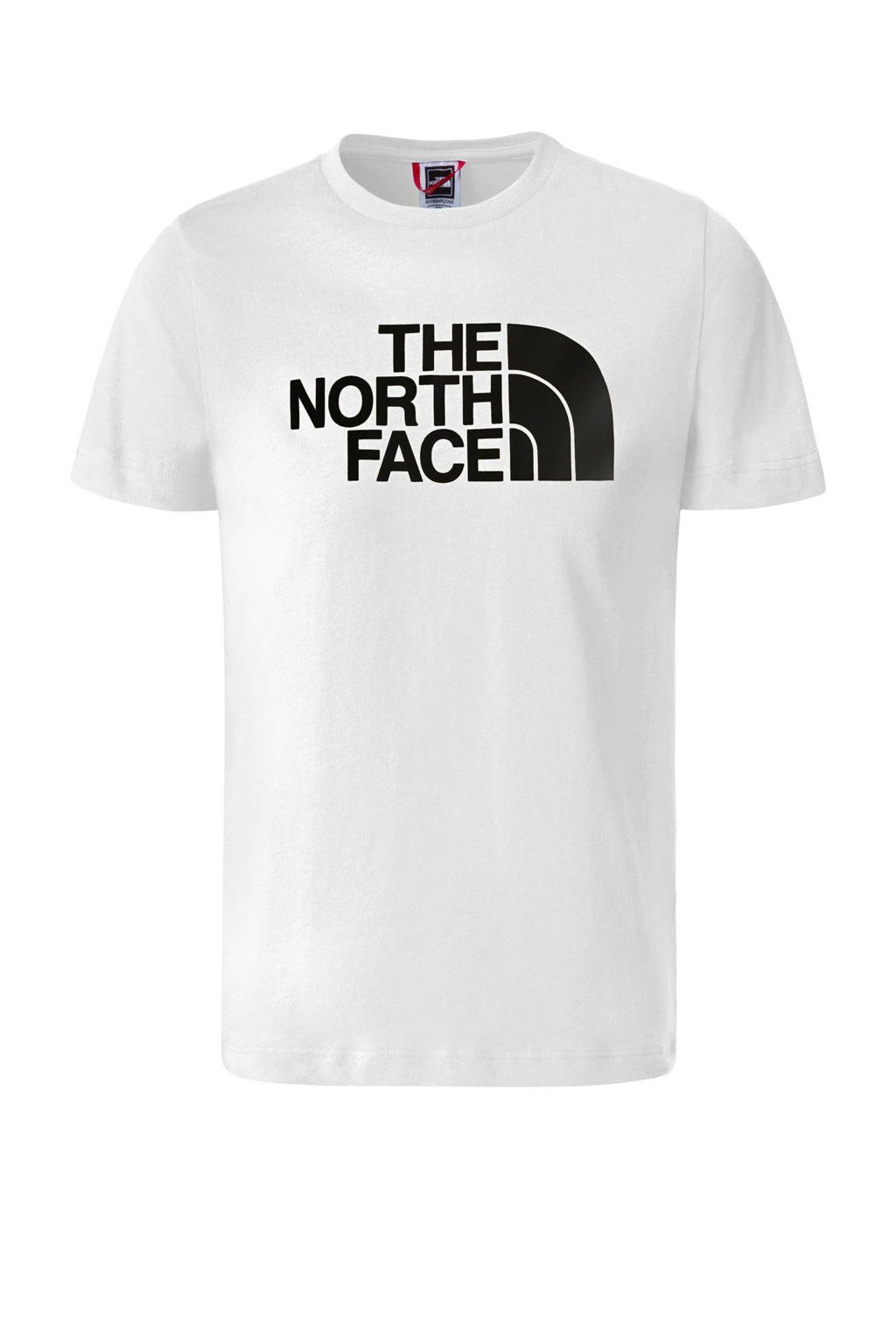 Wit en zwarte jongens The North Face T-shirt van katoen met logo dessin, korte mouwen en ronde hals