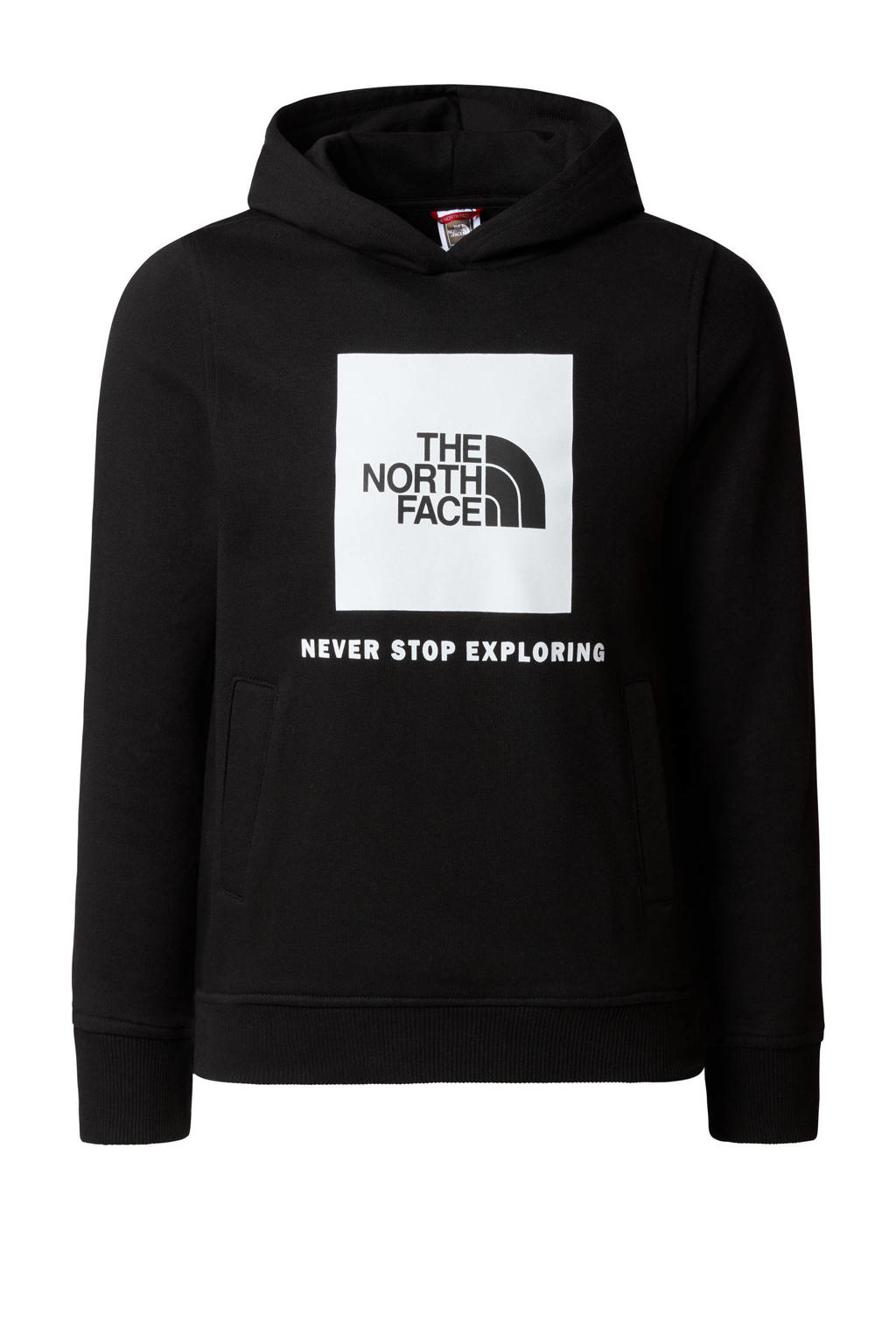 Zwart en witte jongens en meisjes The North Face hoodie van sweat materiaal met logo dessin, lange mouwen en capuchon