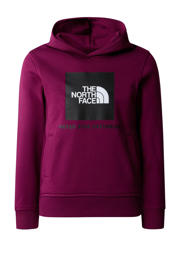 thumbnail: Donkerrood en zwarte jongens en meisjes The North Face hoodie van sweat materiaal met logo dessin, lange mouwen en capuchon