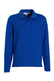 thumbnail: Blauwe jongens anytime piqué longsleeve polo van katoen met effen, lange mouwen en knoopsluiting