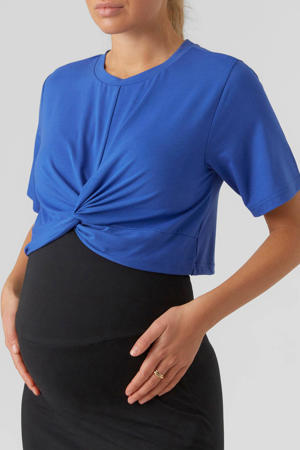crop zwangerschapstop MLMACY van gerecycled polyester kobaltblauw