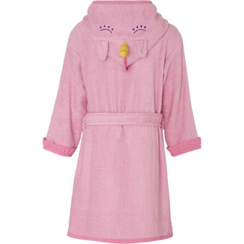 Playshoes badstof badjas roze unicorn Meisjes Katoen Capuchon Effen 122 128