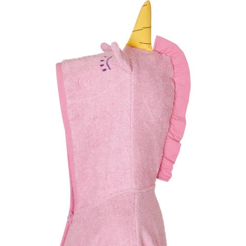 Playshoes badstof badjas roze unicorn Meisjes Katoen Capuchon Effen 122 128