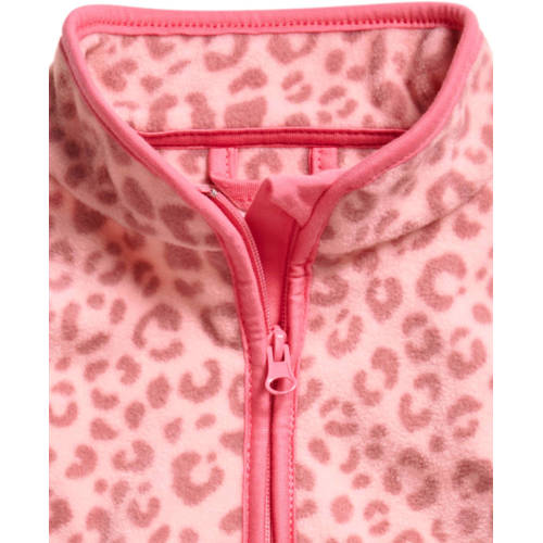 Playshoes fleece vest met all over print roze Meisjes Polyester Opstaande kraag 74