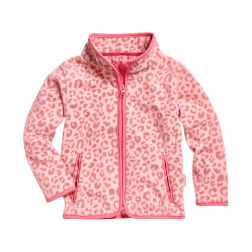 Playshoes fleece vest met all over print roze Meisjes Polyester Opstaande kraag