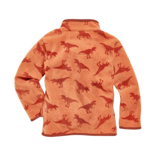 Playshoes fleece vest met all over dino print bruin Jongens Polyester Opstaande kraag 74