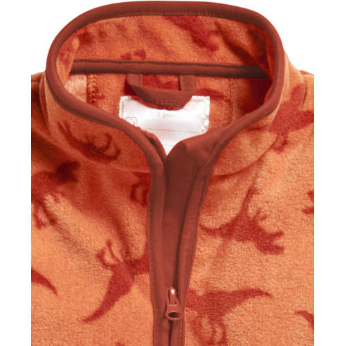 Playshoes fleece vest met all over dino print bruin Jongens Polyester Opstaande kraag 74