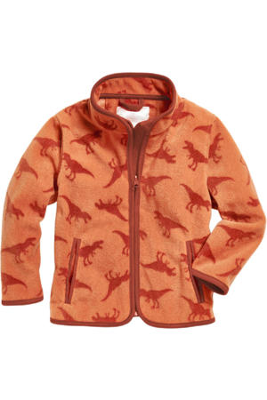 fleece vest met all over dino print bruin