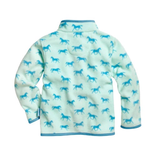 Playshoes fleece vest met all over paarden print turquoise Blauw Meisjes Polyester Opstaande kraag 104