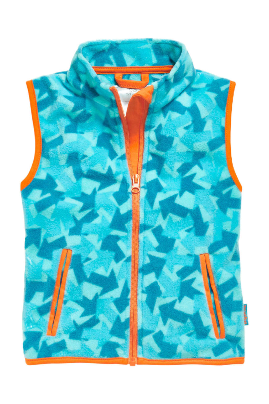 Blauwe jongens Playshoes fleece bodywarmer van polyester met opstaande kraag en ritssluiting