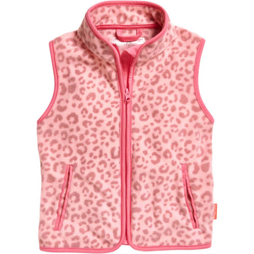 Playshoes fleece bodywarmer met all over print roze Meisjes Polyester Opstaande kraag