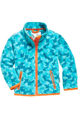 fleece vest met all over print blauw