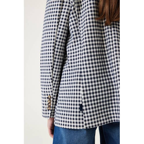 Garcia geruite blazer zwart wit Meisjes Polyester Klassieke kraag Ruit 128 134