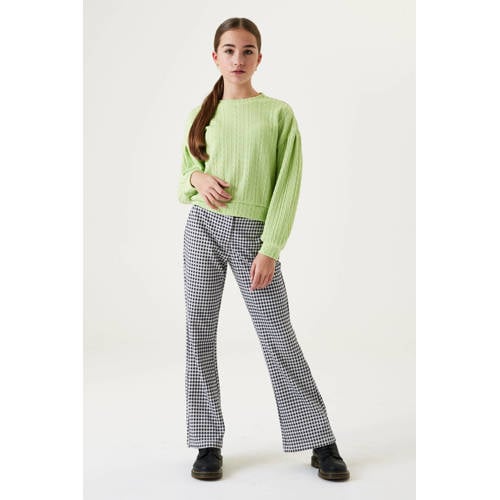 Garcia geruite high waist flared broek zwart wit Meisjes Polyester Ruit 128