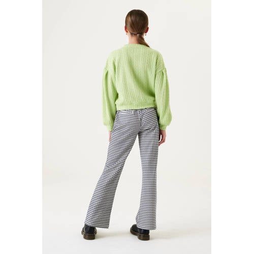 Garcia geruite high waist flared broek zwart wit Meisjes Polyester Ruit 134