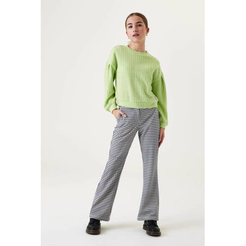Garcia geruite high waist flared broek zwart wit Meisjes Polyester Ruit 128