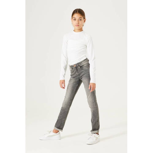 Garcia high waist skinny jeans 570 met slijtage medium used Grijs Meisjes Stretchdenim (duurzaam) 