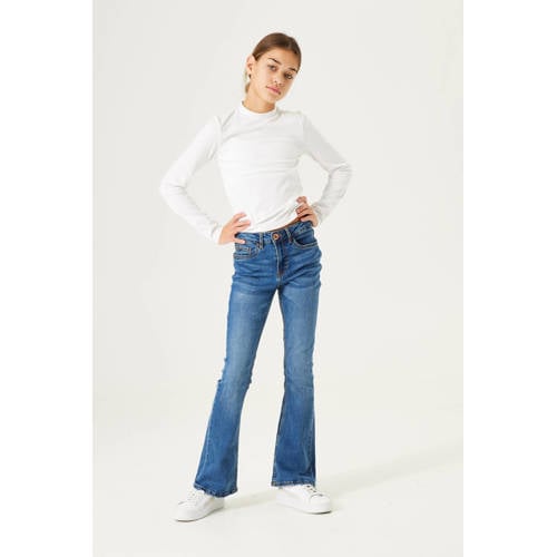 Garcia high waist flared jeans 575 medium used Blauw Meisjes Denim Effen
