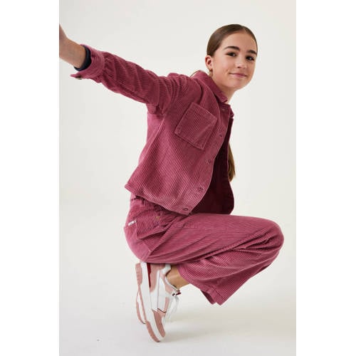 Garcia high waist straight fit broek oudroze Meisjes Corduroy Effen 140