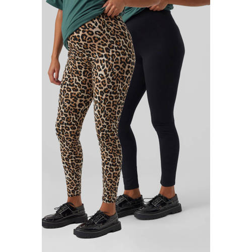 MAMALICIOUS zwangerschapslegging - set van 2 zwart/bruin Broek Dames Stretchkatoen - maat S afbeelding