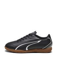 thumbnail: Zwarte jongens en meisjes Puma Vitoria junior zaalvoetbalschoenen van imitatieleer met veters