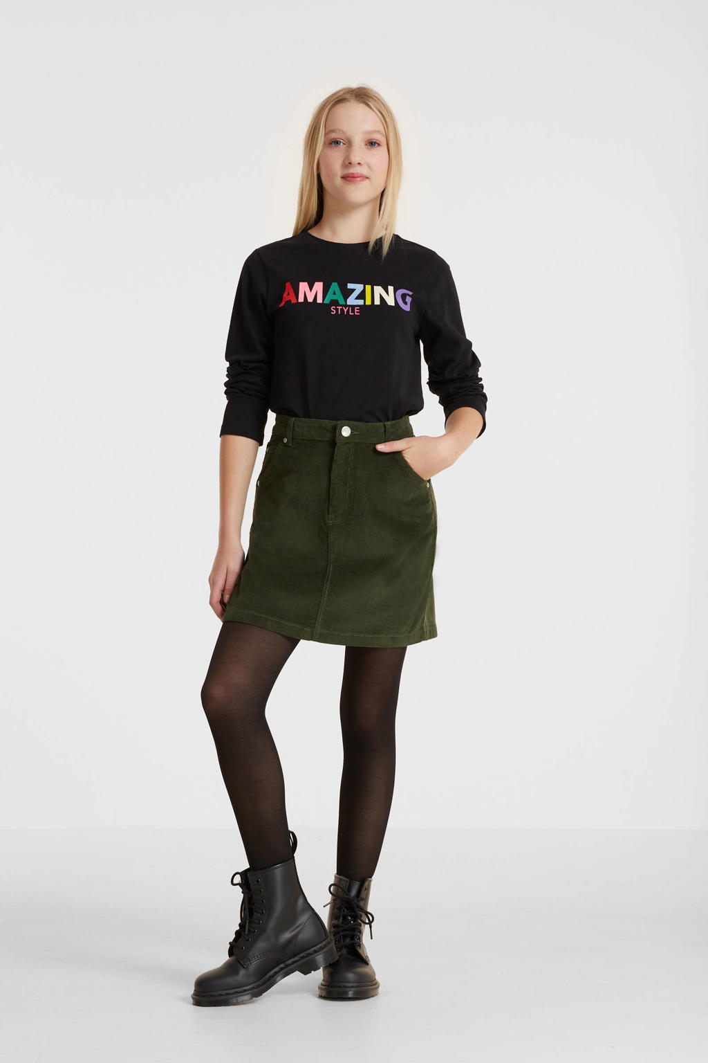 anytime corduroy rok groen