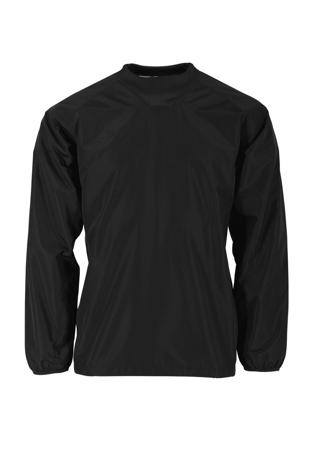 Zwarte jongens en meisjes Stanno junior voetbalshirt van polyester met effen, lange mouwen en ronde hals