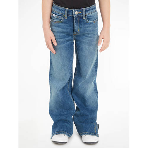 Calvin Klein wide leg jeans mid blue Blauw Meisjes Denim Effen