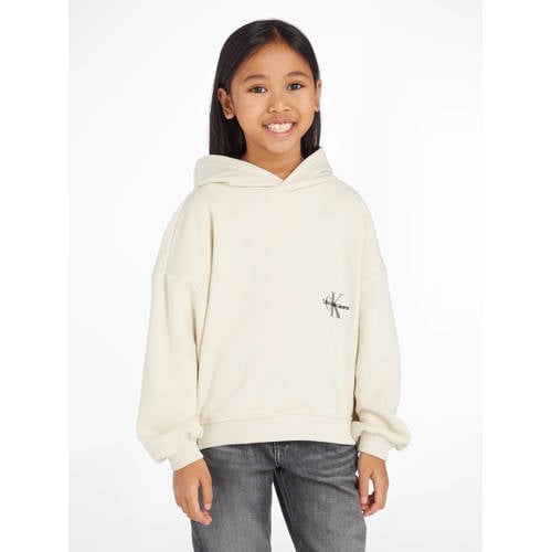 Calvin Klein hoodie met logo ecru Sweater Meisjes Katoen Capuchon Logo 