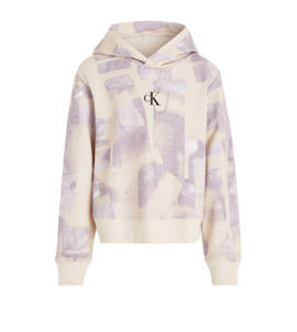 Calvin Klein hoodie met all over print zand/lila