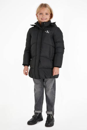 gewatteerde winterjas van gerecycled polyester zwart