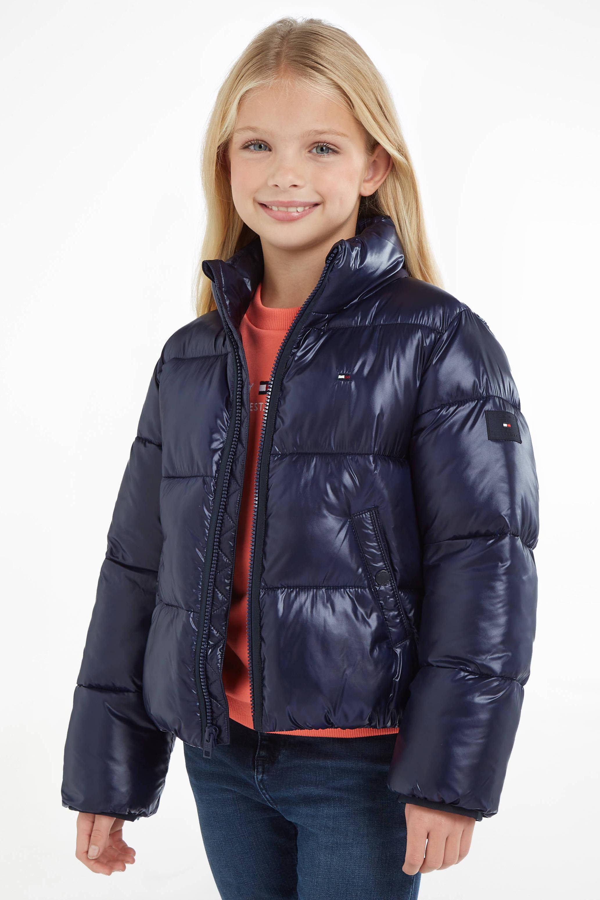 Tommy Hilfiger gewatteerde winterjas GLOSSY PUFFER donkerblauw kleertjes