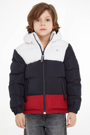 gewatteerde winterjas ALASKA COLORBLOCK rood/wit/donkerblauw